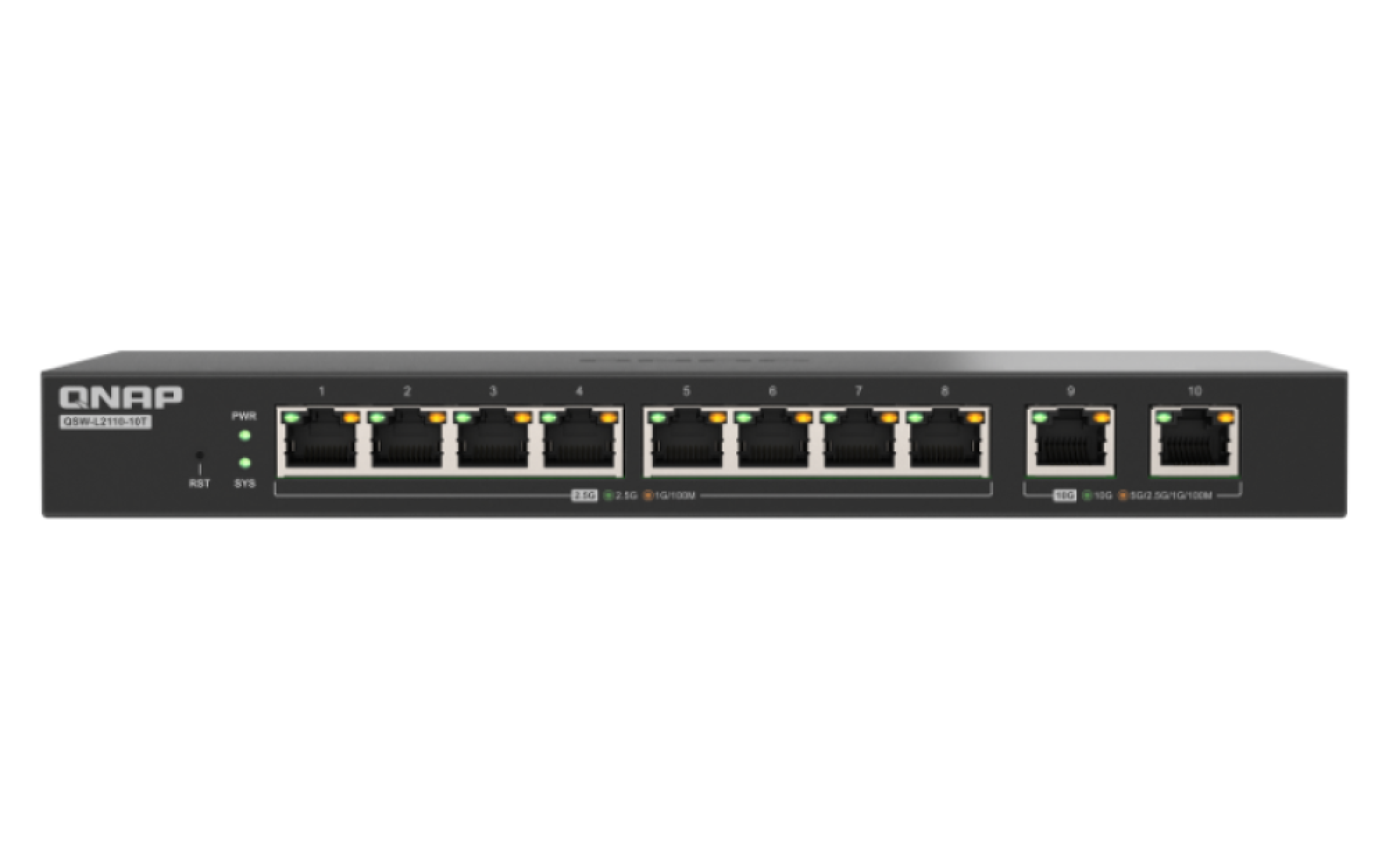 QNAP - 10 Port Lite Managed Switch mit 2.5 GbE und 10GbE BASE-T Konnektivität - QSW-L2110-10T