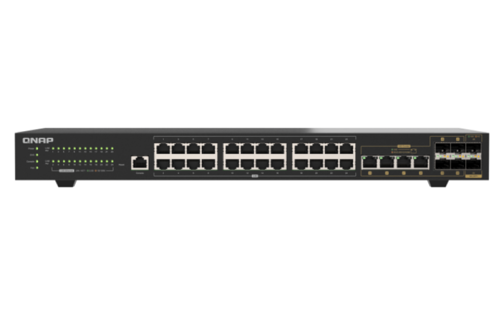 QNAP - 30 Port 2.5GbE/10GbE Managed Rackmount Switch mit 2.5 GbE BASE-T und 10GbE SFP+ Konnektivität - QSW-M2130-4C2S24T