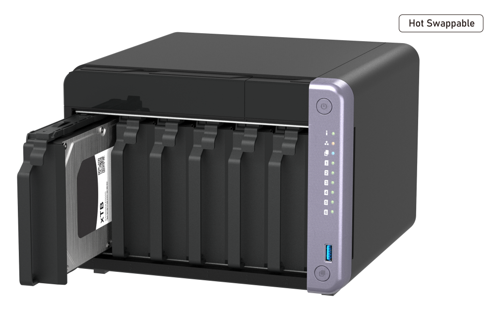 QNAP - 6-Bay NAS mit 10GbE und 4 GB RAM mit PE Schaum Dämmung - TS-632X-4G-PE
