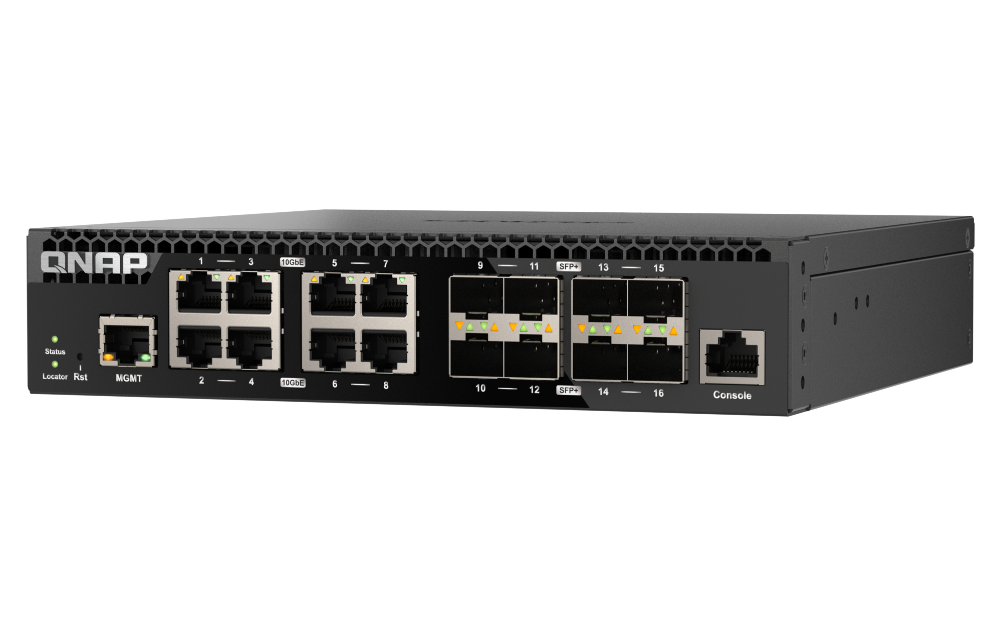 QNAP - 16 Port 10GbE Layer-2 Managed Rackmount Switch mit 10GbE BASE-T und SFP+ Konnektivität - QSW-M3216R-8S8T