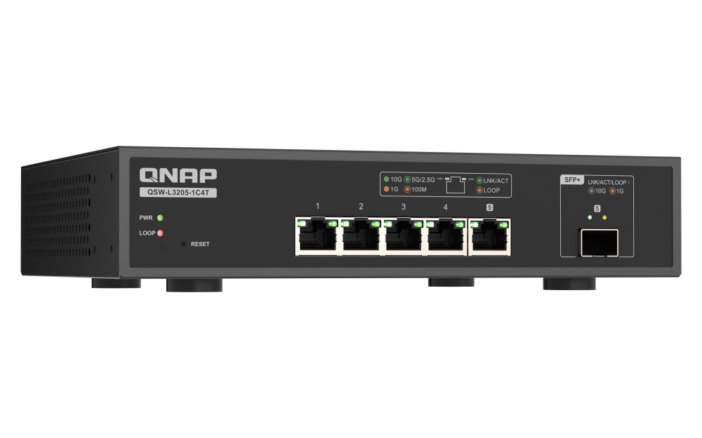 QNAP - 5 Port Switch mit 10GbE und SFP+ Konnektivität - QSW-L3205-1C4T