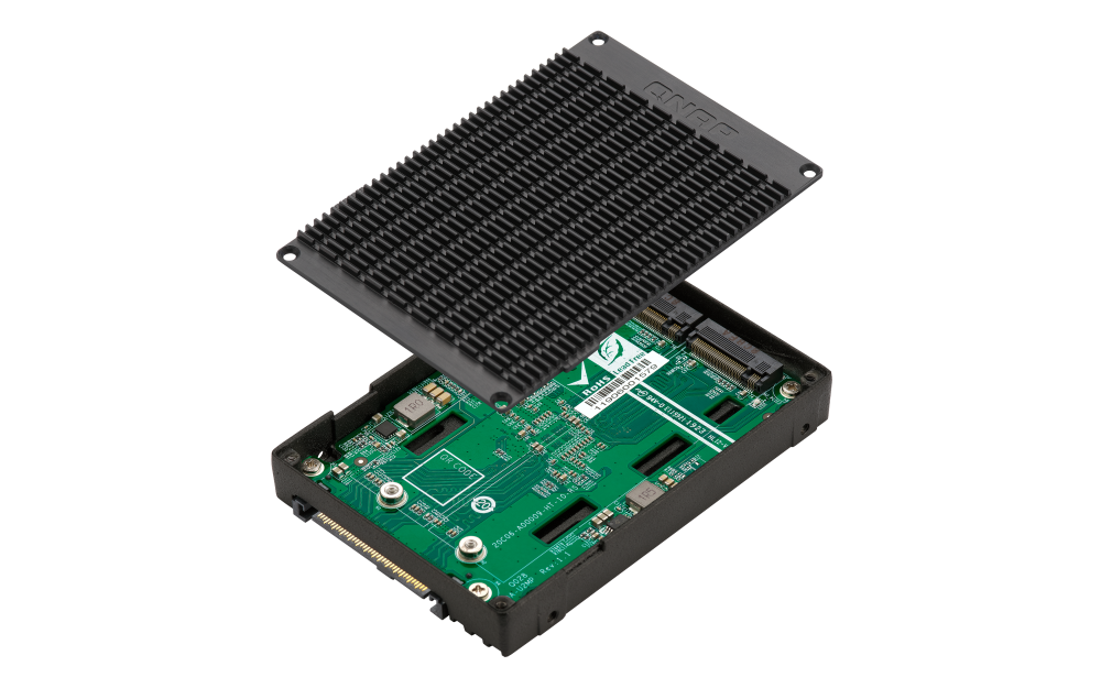 QNAP zwei M.2 PCIe NVMe SSD-Laufwerke in einem U.2 PCIe NVMe SSD-Laufwerksschacht - QDA-U2MP