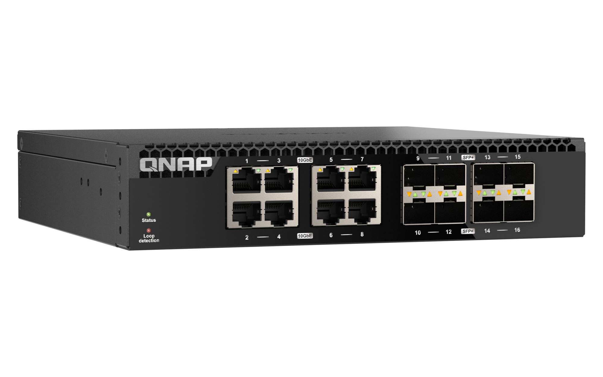 QNAP - 16 Port Unmanaged Rackmount Switch mit 10GbE und SFP+ Konnektivität - QSW-3216R-8S8T