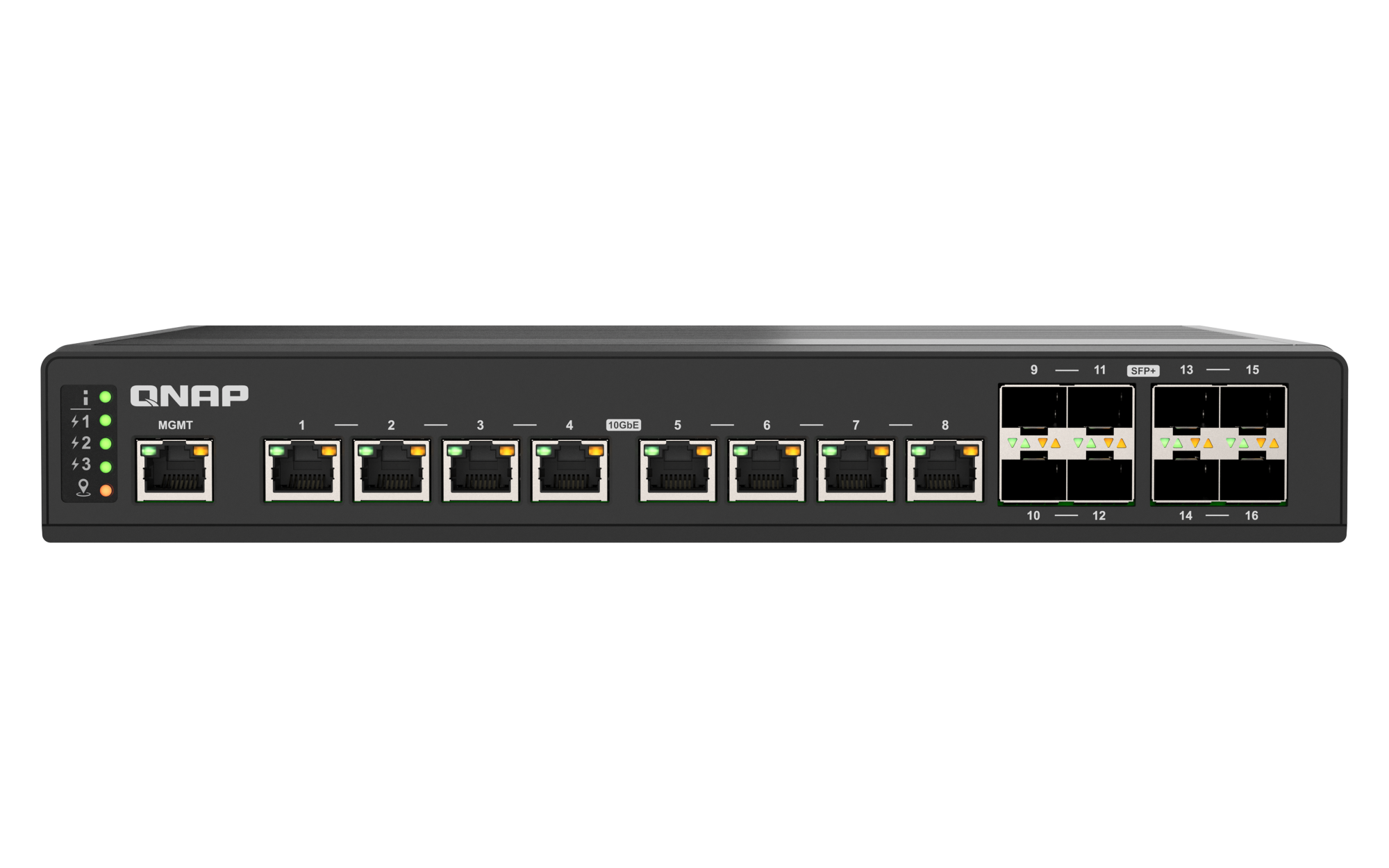 QNAP - 16 Port 10GbE Managed Switch mit 10GbE BASE-T und SFP+ Konnektivität, Lüfterlos - QSW-IM3216-8S8T