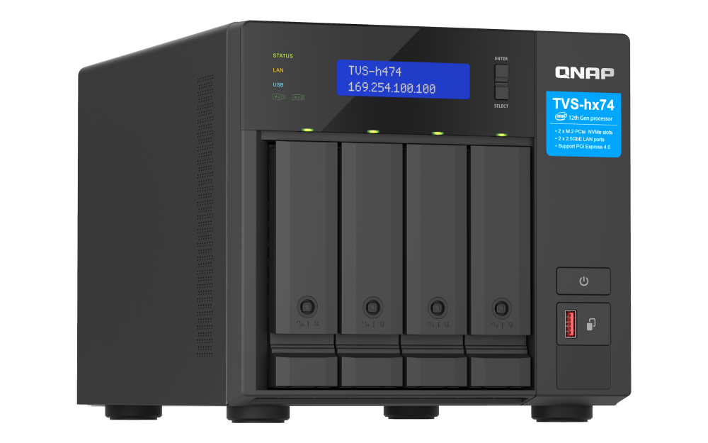 QNAP - 4-Bay NAS mit ZFS, Intel® Core i3, 2.5GbE - TVS-h474-i3-8G