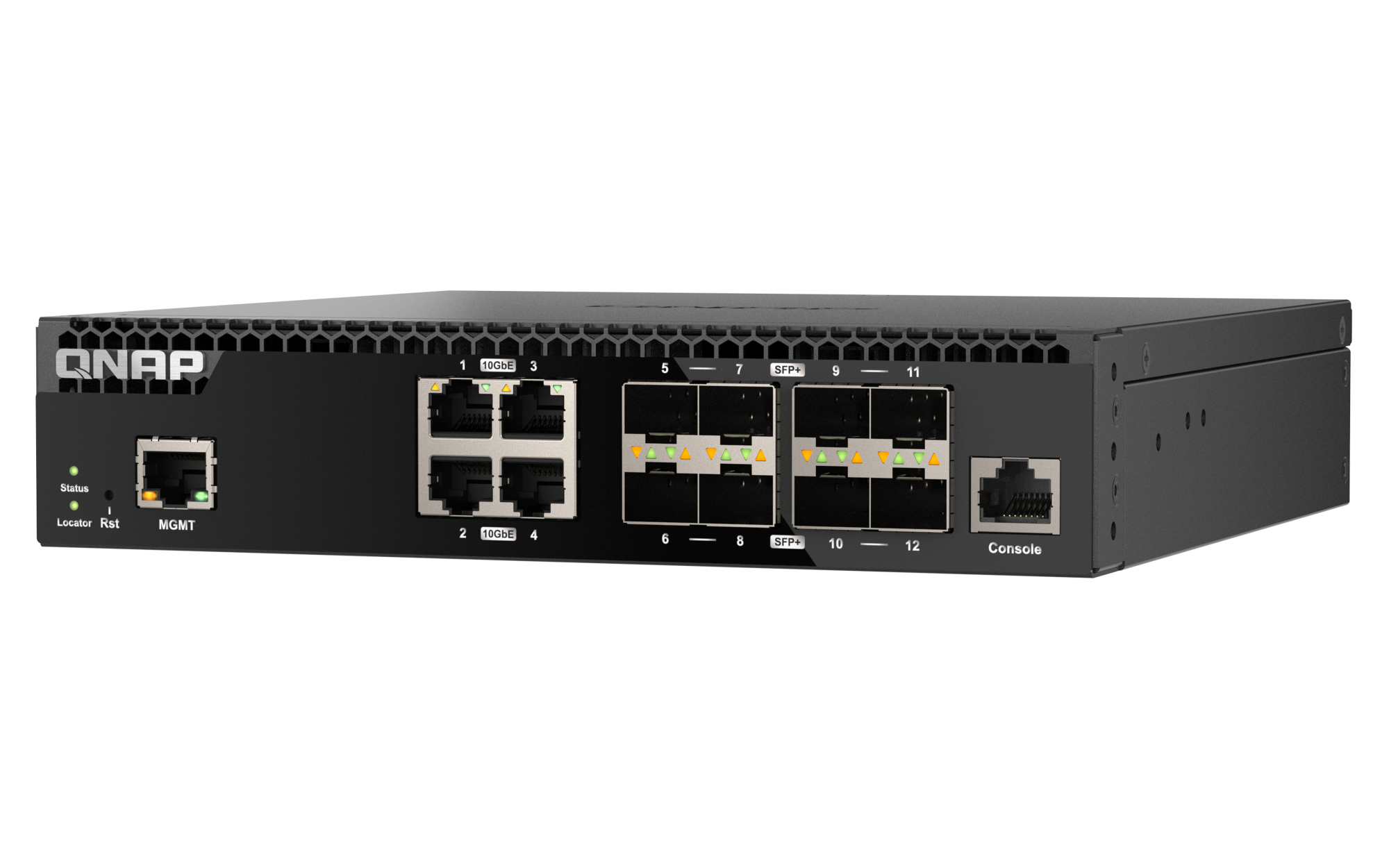 QNAP - 12 Port 10GbE Layer-2 Managed Rackmount Switch mit 10GbE BASE-T und SFP+ Konnektivität - QSW-M3212R-8S4T
