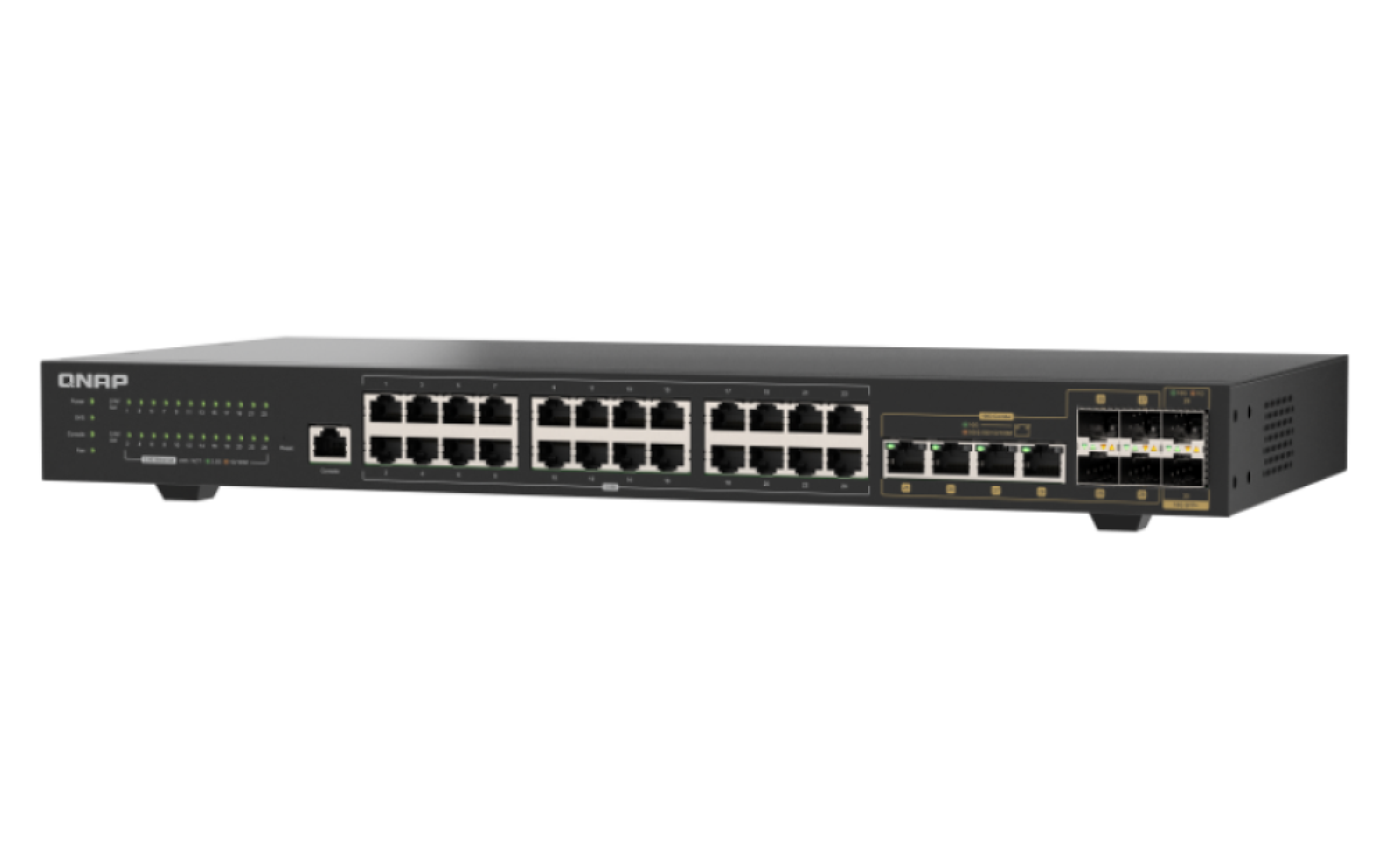 QNAP - 30 Port 2.5GbE/10GbE Managed Rackmount Switch mit 2.5 GbE BASE-T und 10GbE SFP+ Konnektivität - QSW-M2130-4C2S24T