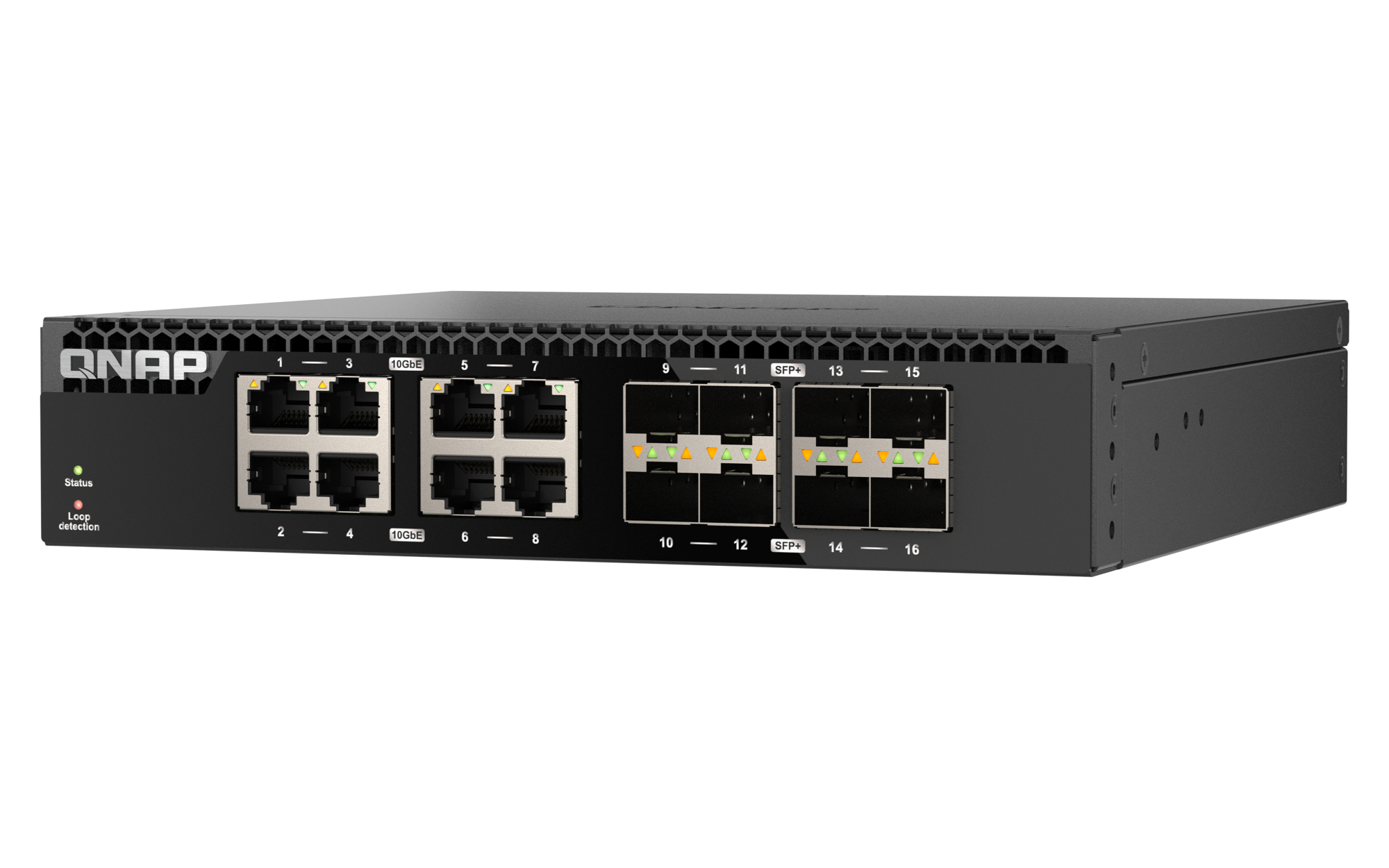 QNAP - 16 Port Unmanaged Rackmount Switch mit 10GbE und SFP+ Konnektivität - QSW-3216R-8S8T