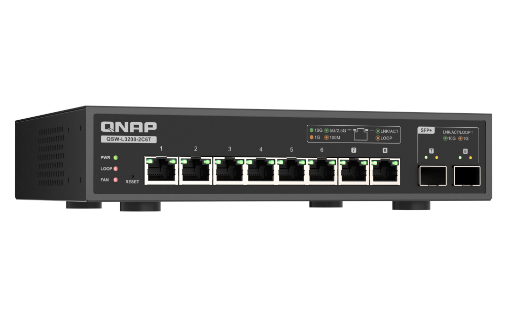 QNAP - 8 Port Switch mit 10GbE und SFP+ Konnektivität - QSW-L3208-2C6T