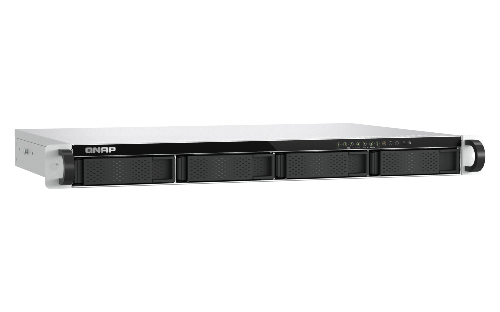 QNAP - 4-Bay 1U Rackmount NAS, E1.S/M.2 PCIe NVMe, für kleine Racks - TS-h765eU-8G