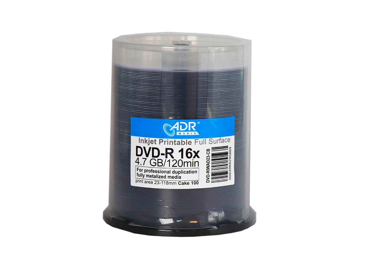 DVD-R 'Standard' 4.7GB, weiss Inkjet matt, Spindel à 100Stk.