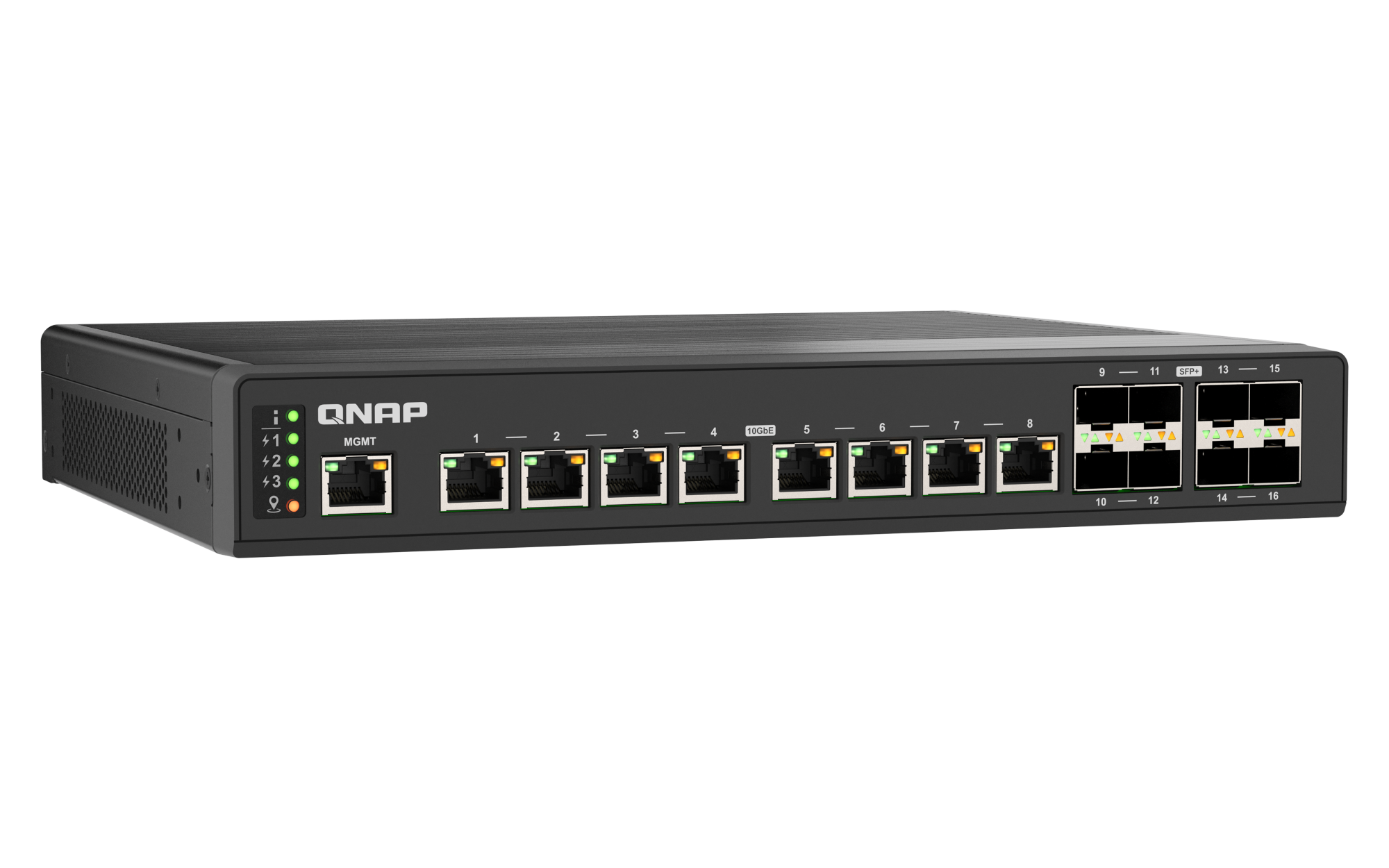 QNAP - 16 Port 10GbE Managed Switch mit 10GbE BASE-T und SFP+ Konnektivität, Lüfterlos - QSW-IM3216-8S8T