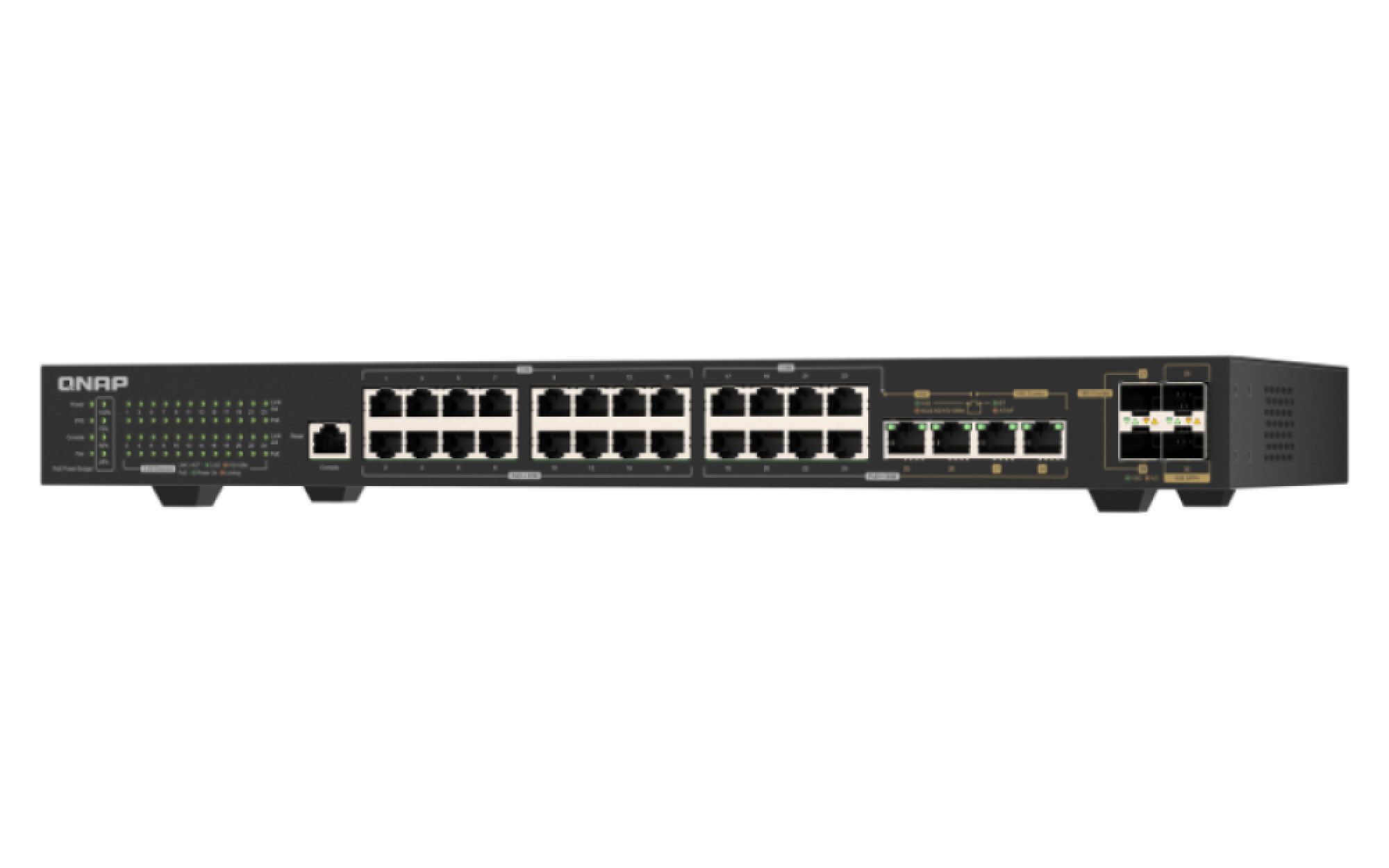 QNAP - 30 Port 2.5GbE/10GbE Managed Rackmount Switch mit 2.5 GbE BASE-T und 10GbE SFP+ Konnektivität - QSW-M2130P-2C2S26T