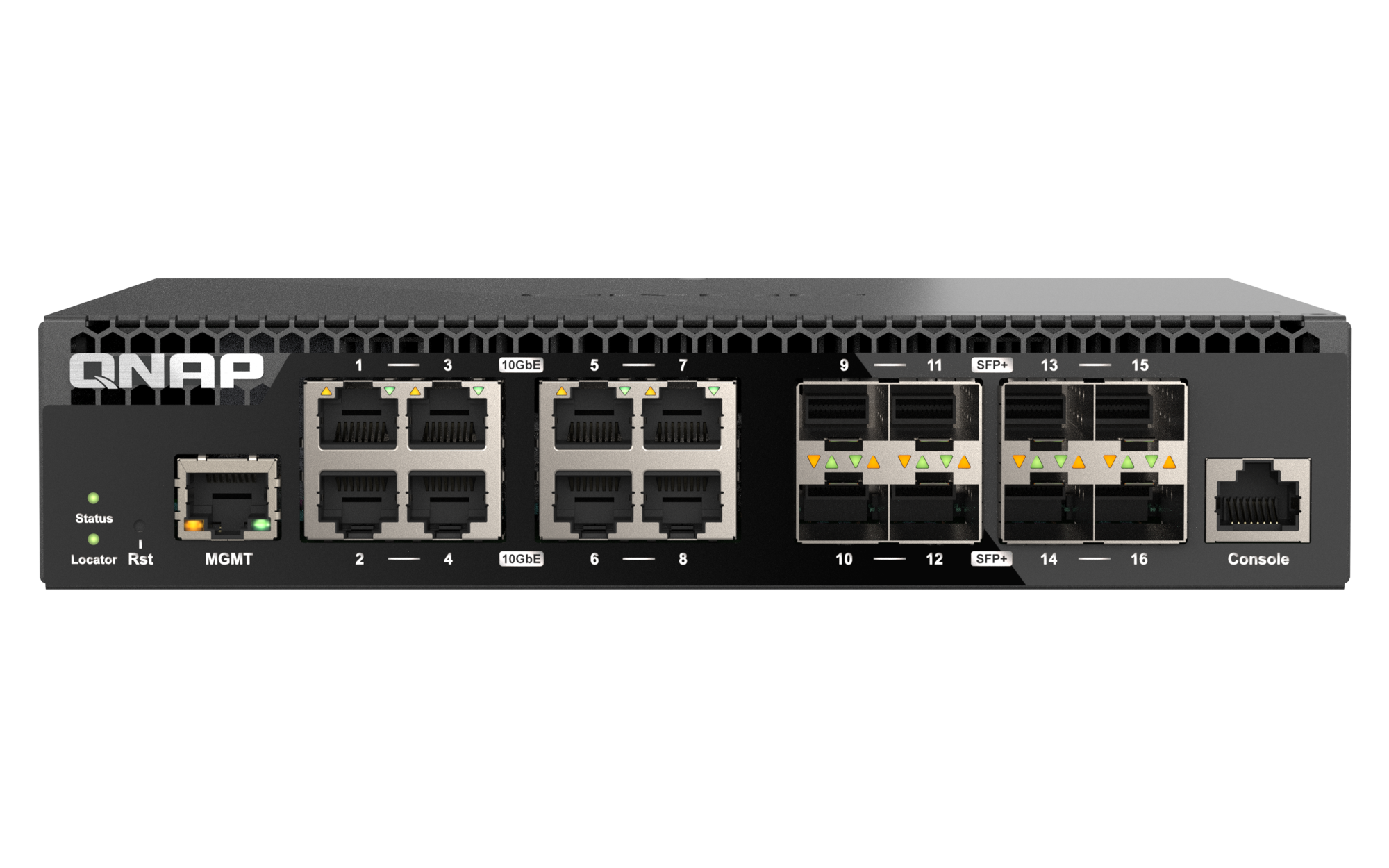 QNAP - 16 Port 10GbE Layer-2 Managed Rackmount Switch mit 10GbE BASE-T und SFP+ Konnektivität - QSW-M3216R-8S8T