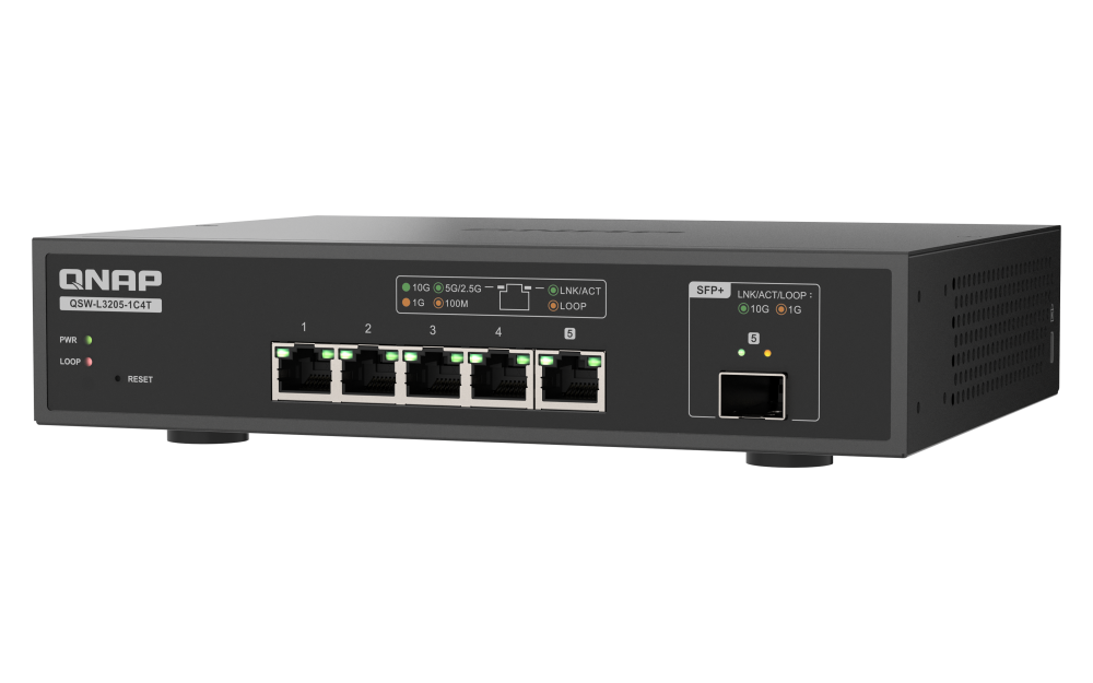 QNAP - 5 Port Switch mit 10GbE und SFP+ Konnektivität - QSW-L3205-1C4T