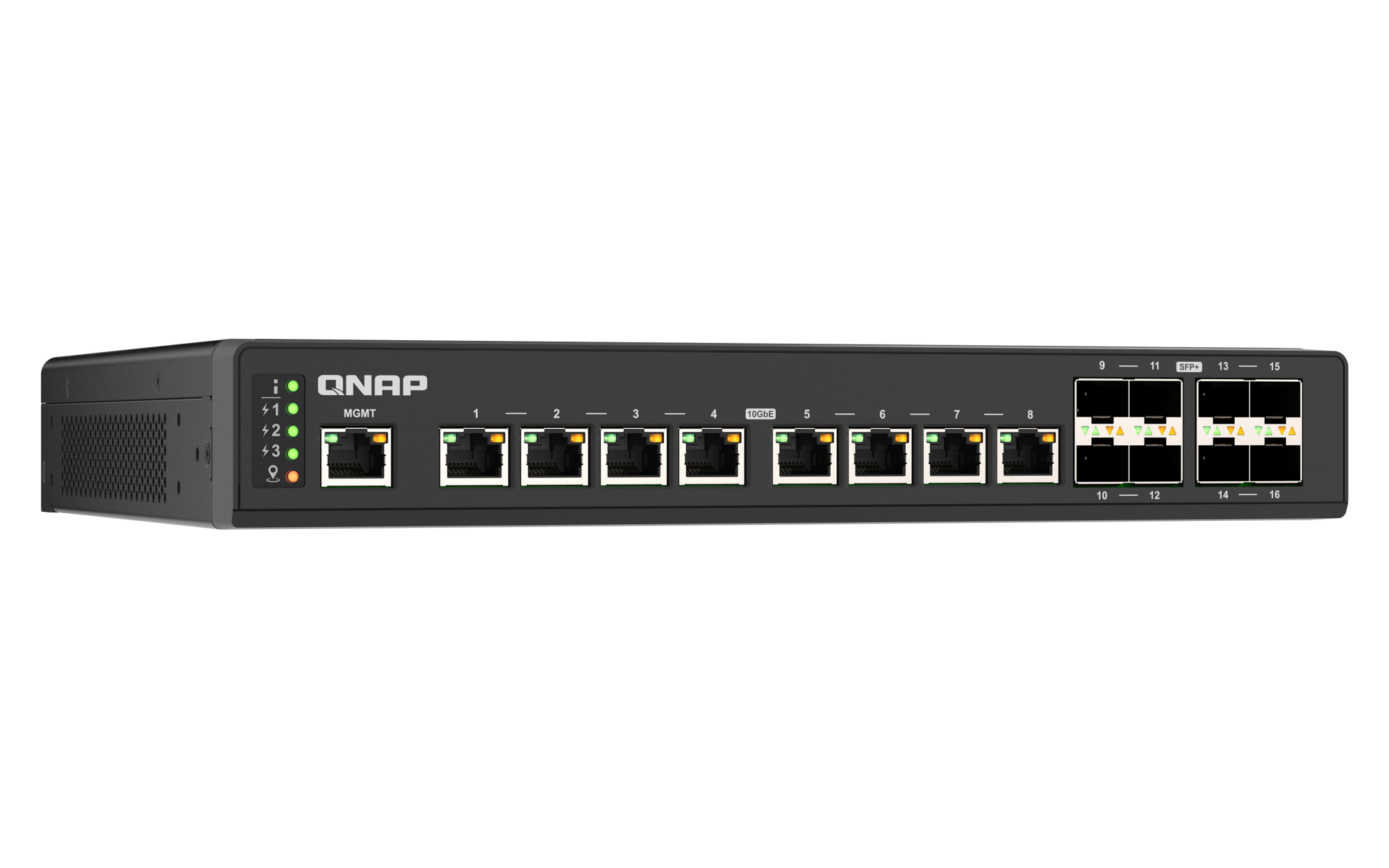 QNAP - 16 Port 10GbE Managed Switch mit 10GbE BASE-T und SFP+ Konnektivität, Lüfterlos - QSW-IM3216-8S8T