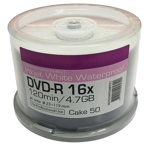 DVD-R 'Waterproof' 4.7GB, Inkjet weiss glanz, Spindel à 50Stk.
