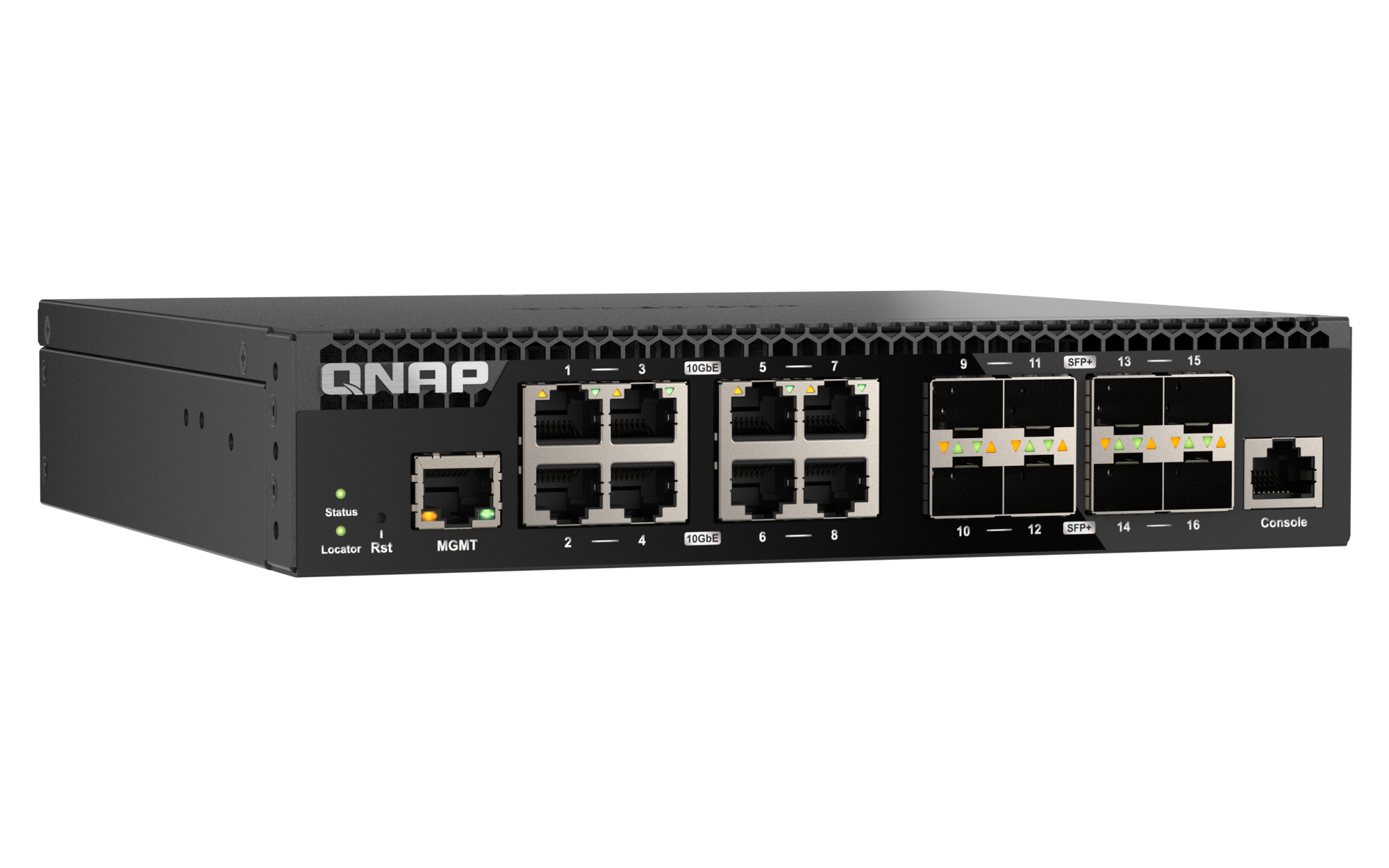 QNAP - 16 Port 10GbE Layer-2 Managed Rackmount Switch mit 10GbE BASE-T und SFP+ Konnektivität - QSW-M3216R-8S8T