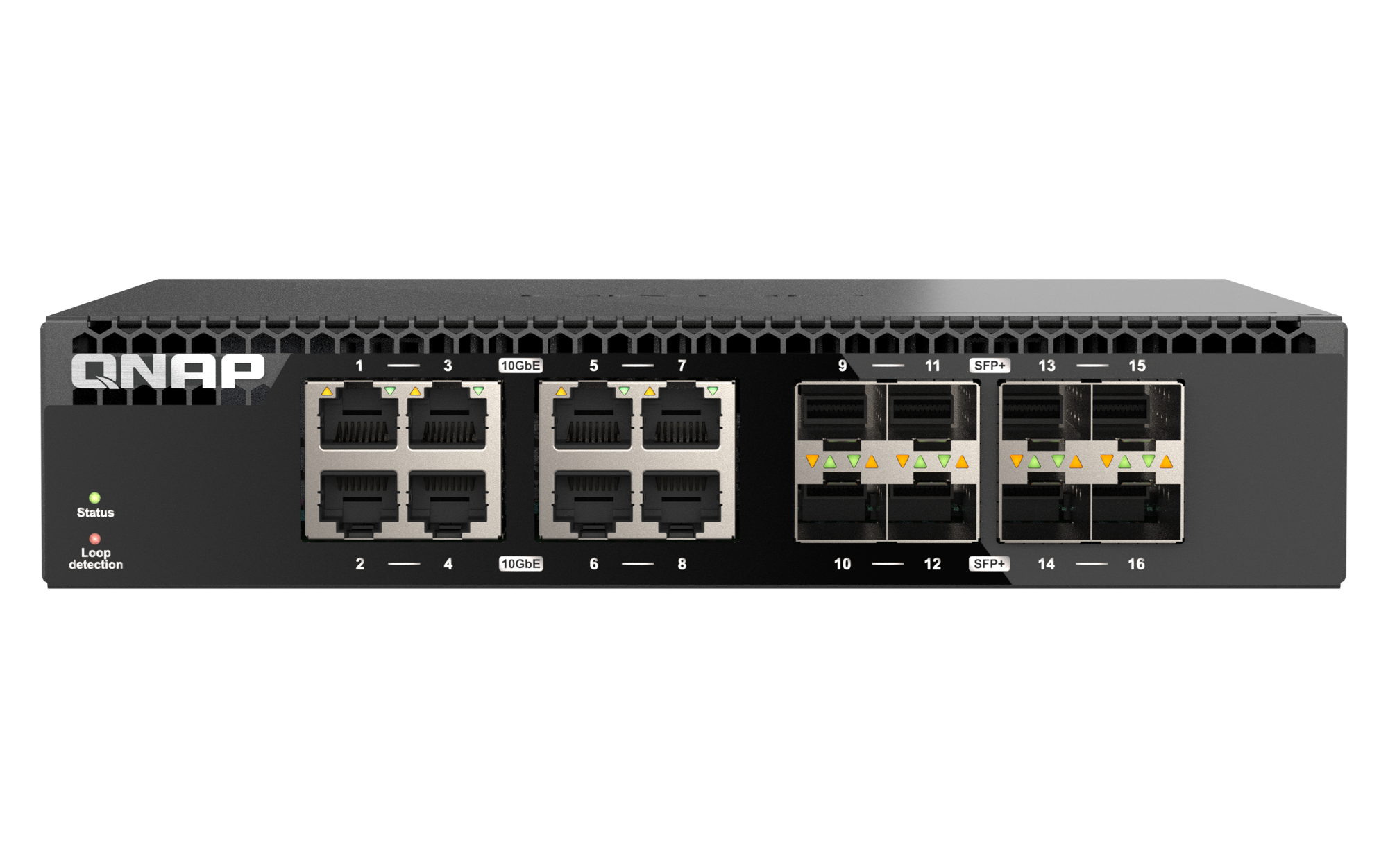 QNAP - 16 Port Unmanaged Rackmount Switch mit 10GbE und SFP+ Konnektivität - QSW-3216R-8S8T