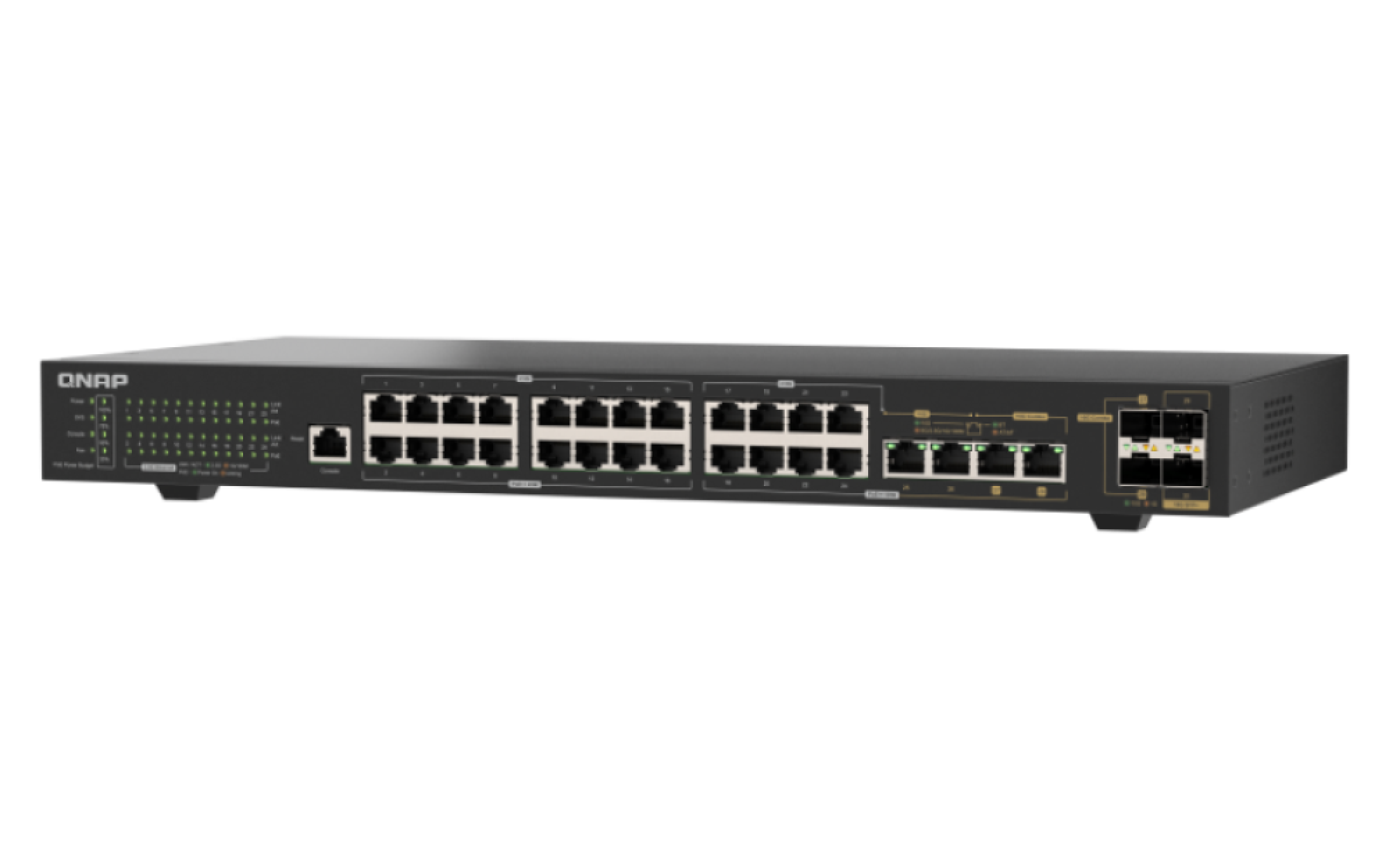 QNAP - 30 Port 2.5GbE/10GbE Managed Rackmount Switch mit 2.5 GbE BASE-T und 10GbE SFP+ Konnektivität - QSW-M2130P-2C2S26T