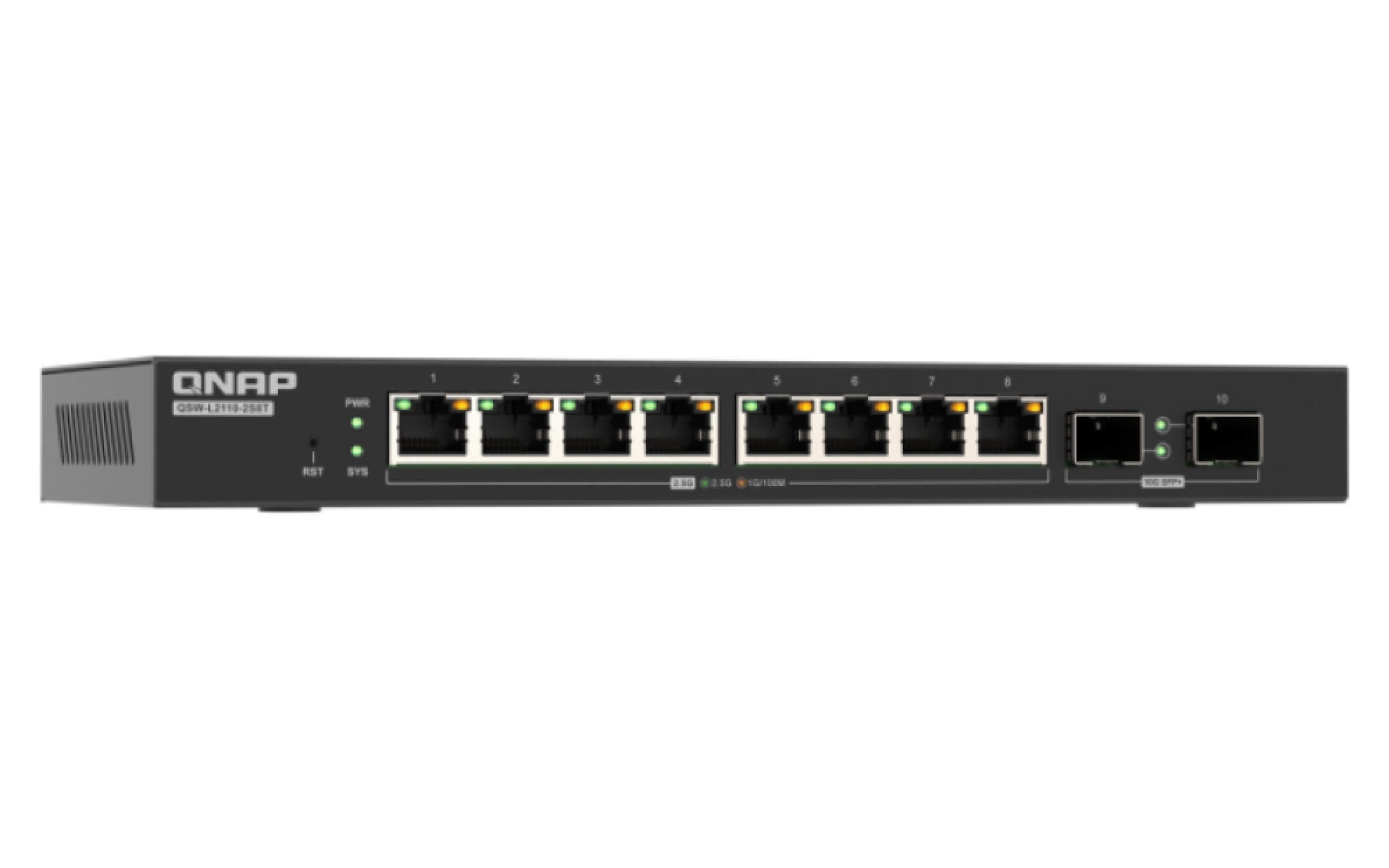 QNAP - 10 Port Lite Managed Switch mit 2.5 GbE und 10GbE SFP+ Konnektivität - QSW-L2110-2S8T