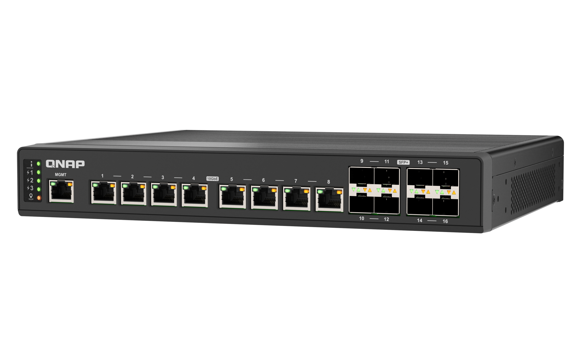 QNAP - 16 Port 10GbE Managed Switch mit 10GbE BASE-T und SFP+ Konnektivität, Lüfterlos - QSW-IM3216-8S8T