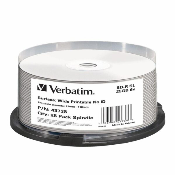 Verbatim BD-R 25GB, 6x, weiss Inkjet (43738)