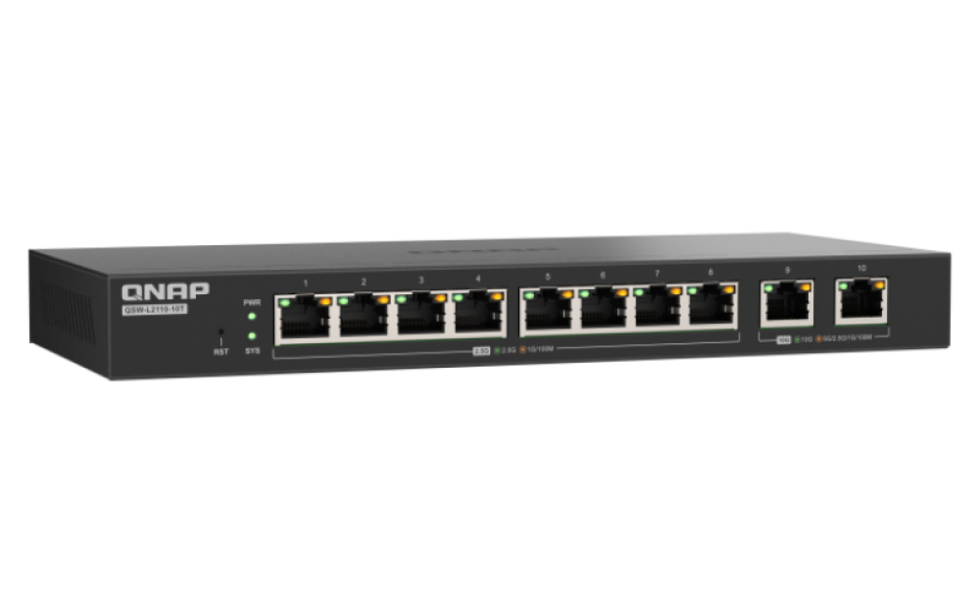 QNAP - 10 Port Lite Managed Switch mit 2.5 GbE und 10GbE BASE-T Konnektivität - QSW-L2110-10T