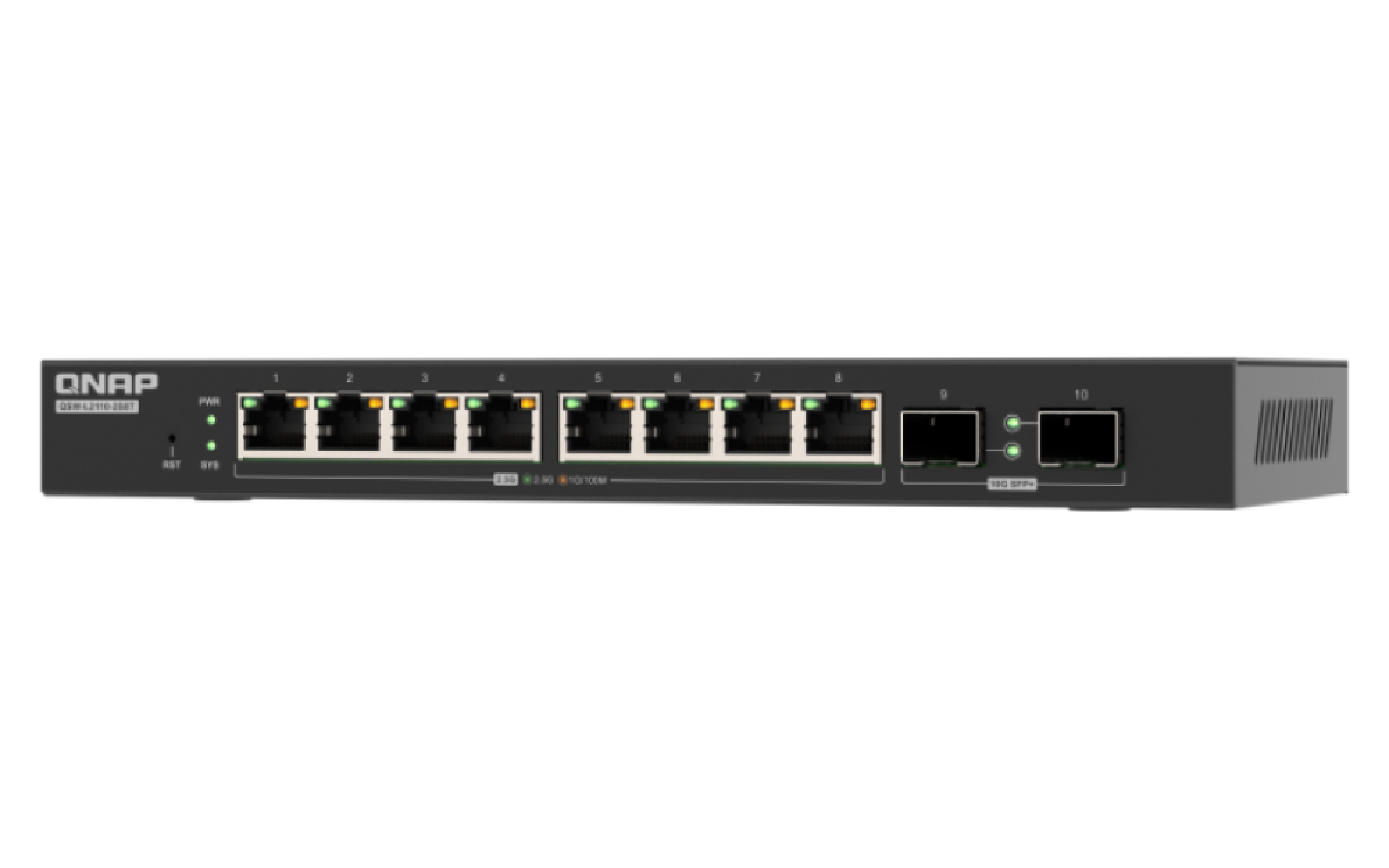 QNAP - 10 Port Lite Managed Switch mit 2.5 GbE und 10GbE SFP+ Konnektivität - QSW-L2110-2S8T