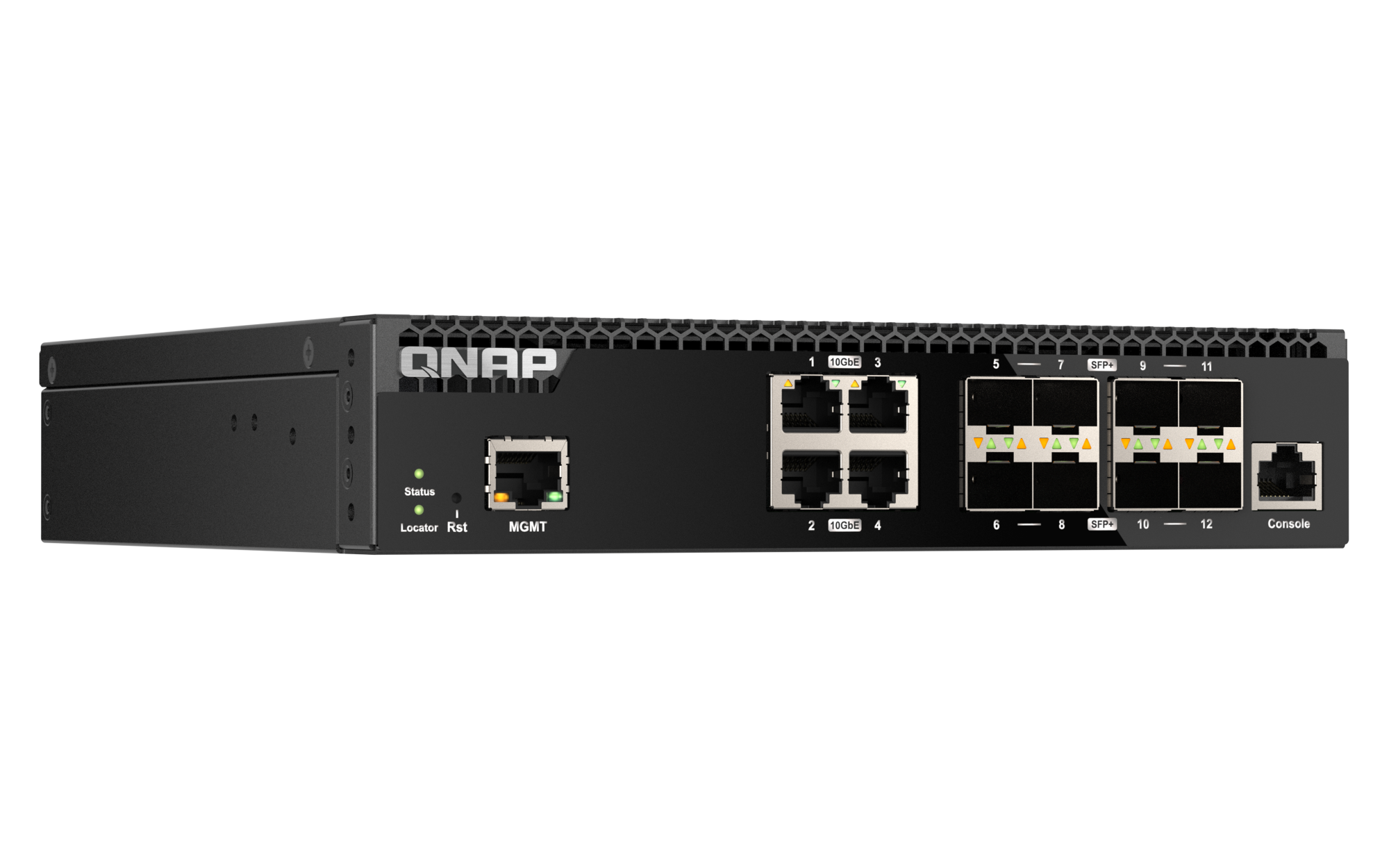 QNAP - 12 Port 10GbE Layer-2 Managed Rackmount Switch mit 10GbE BASE-T und SFP+ Konnektivität - QSW-M3212R-8S4T