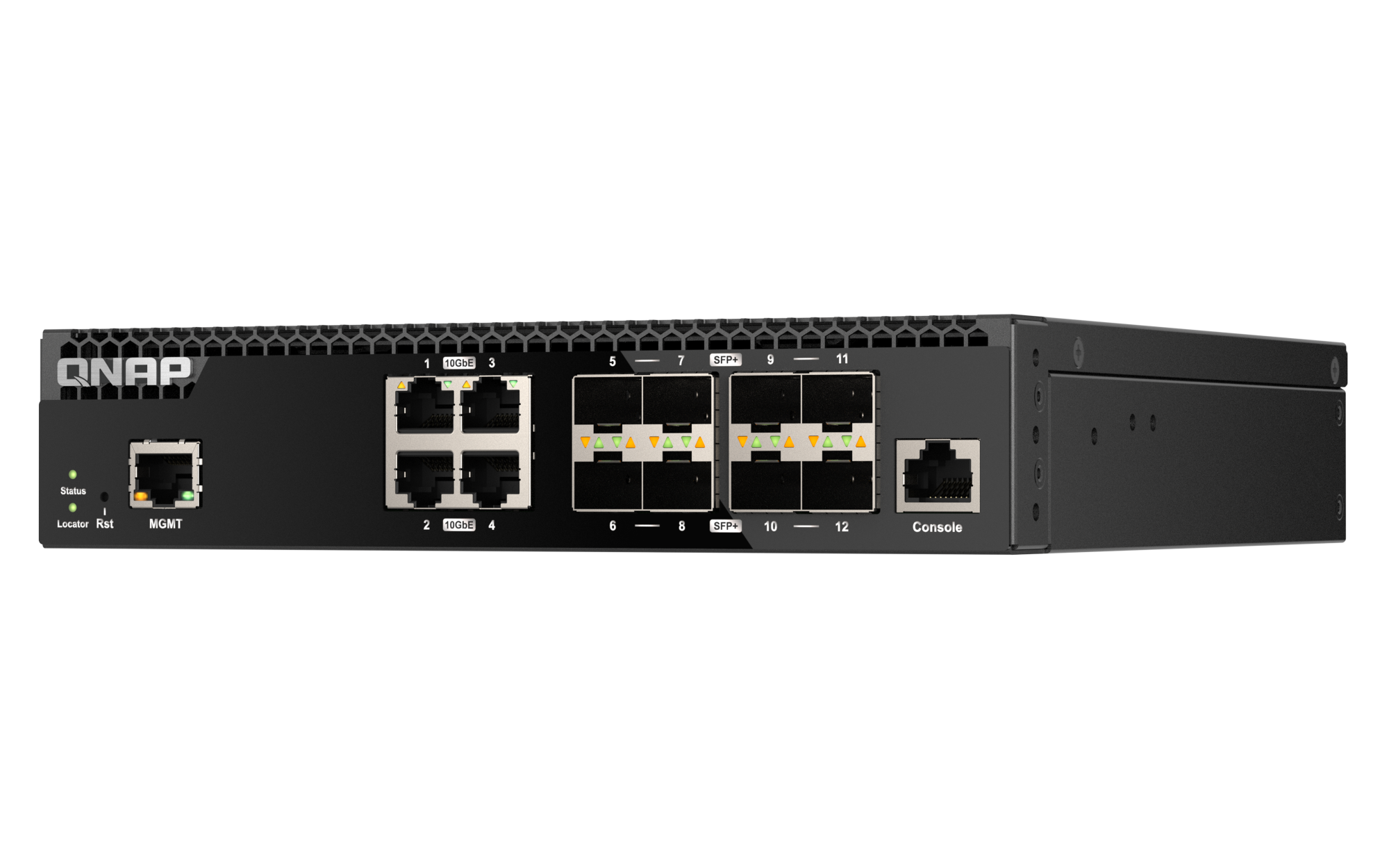 QNAP - 12 Port 10GbE Layer-2 Managed Rackmount Switch mit 10GbE BASE-T und SFP+ Konnektivität - QSW-M3212R-8S4T
