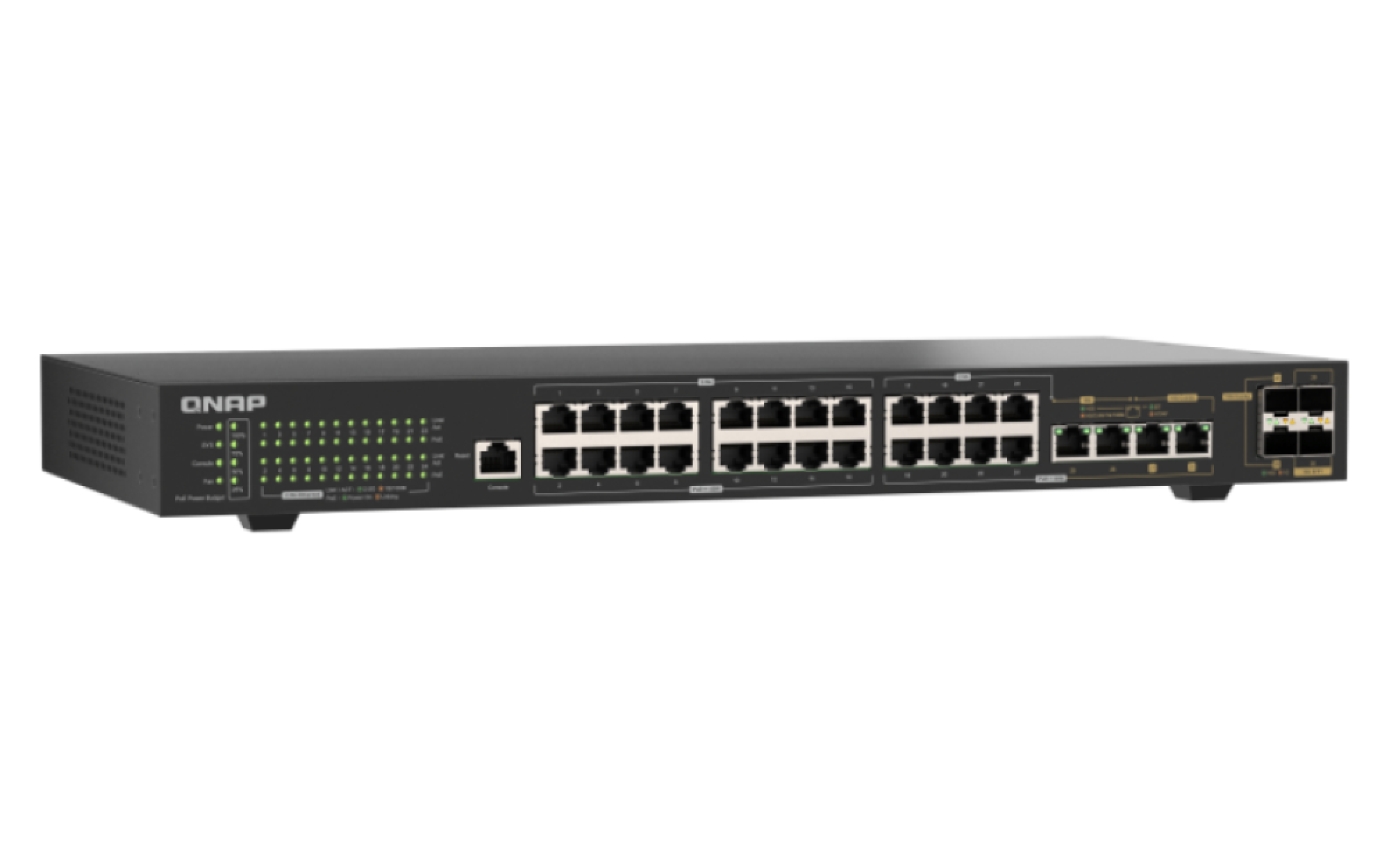 QNAP - 30 Port 2.5GbE/10GbE Managed Rackmount Switch mit 2.5 GbE BASE-T und 10GbE SFP+ Konnektivität - QSW-M2130P-2C2S26T