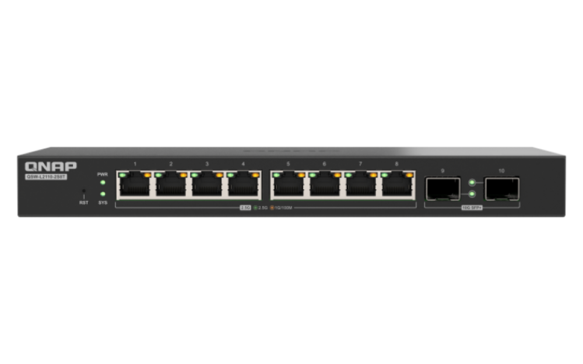QNAP - 10 Port Lite Managed Switch mit 2.5 GbE und 10GbE SFP+ Konnektivität - QSW-L2110-2S8T