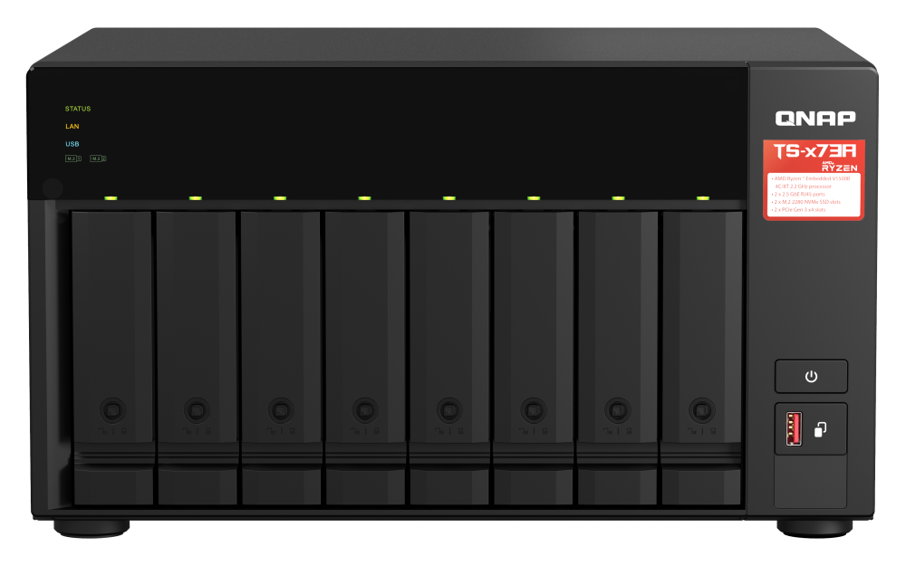 QNAP - Bundle 4-Bay NAS und 5 Port Switch mit Ryzen Power & 2.5GbE - TS-473A-SW5T