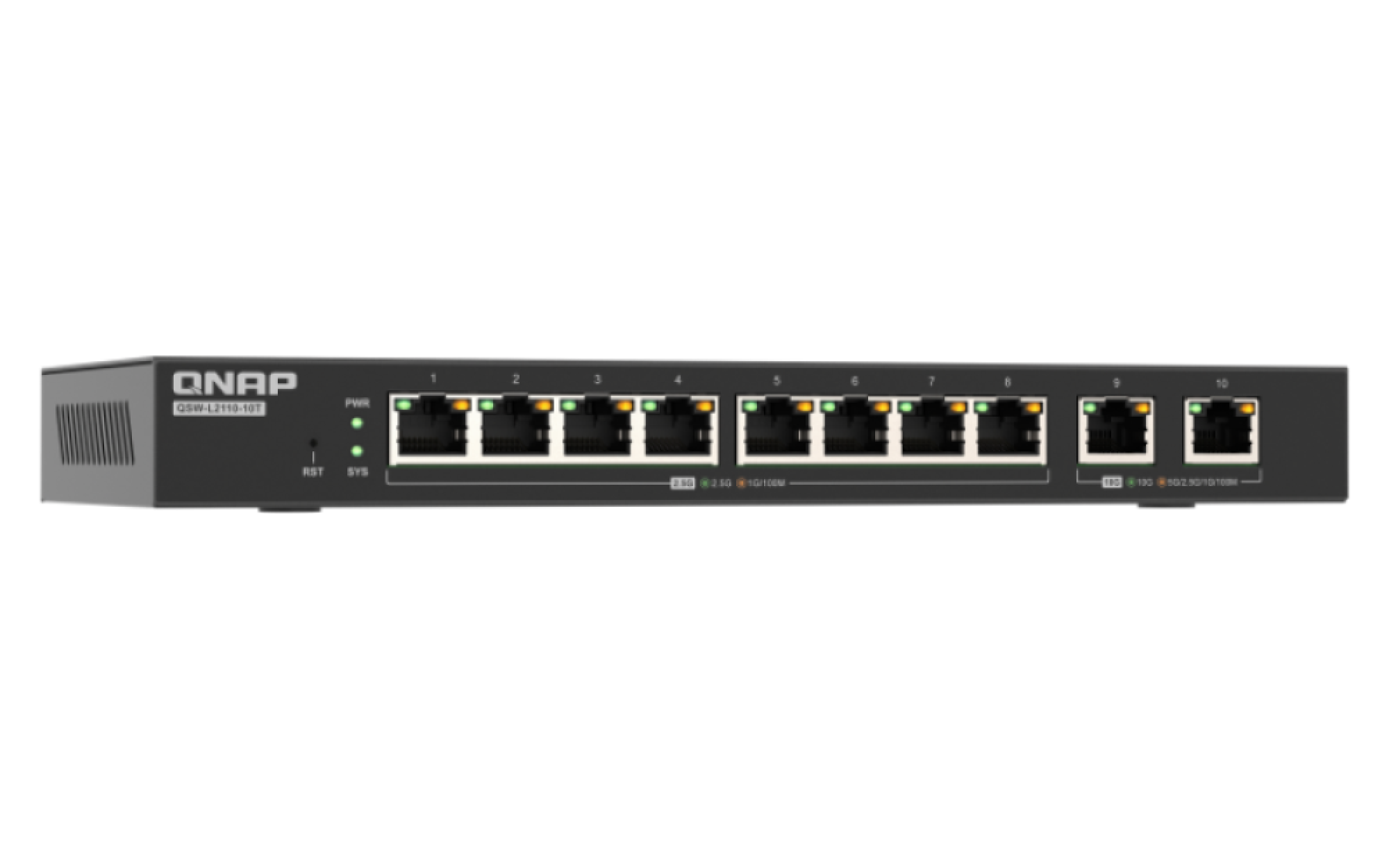 QNAP - 10 Port Lite Managed Switch mit 2.5 GbE und 10GbE BASE-T Konnektivität - QSW-L2110-10T