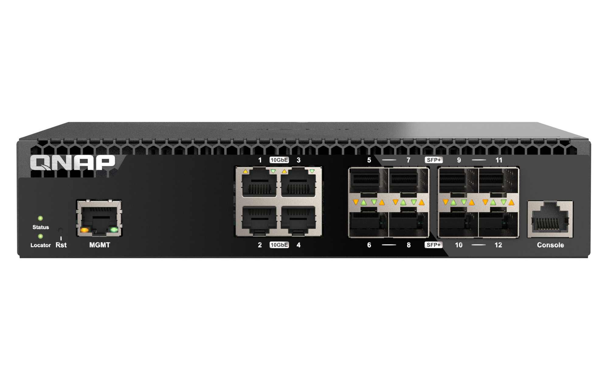 QNAP - 12 Port 10GbE Layer-2 Managed Rackmount Switch mit 10GbE BASE-T und SFP+ Konnektivität - QSW-M3212R-8S4T