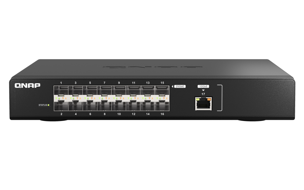 QNAP - 16 Port Ultra-High-Speed 25GbE Fiber Managed Switch - QSW-M5216-1T