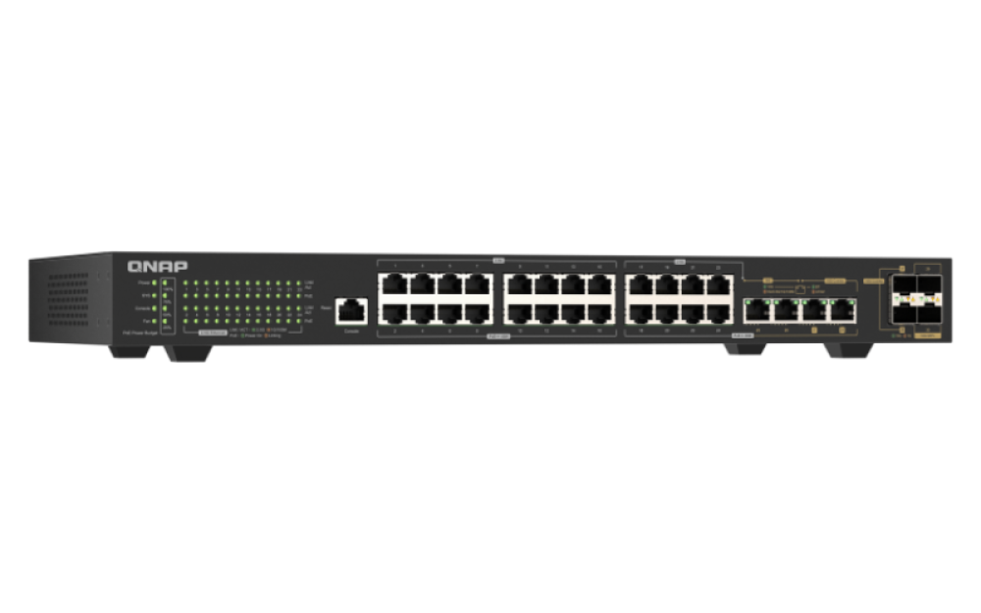QNAP - 30 Port 2.5GbE/10GbE Managed Rackmount Switch mit 2.5 GbE BASE-T und 10GbE SFP+ Konnektivität - QSW-M2130P-2C2S26T