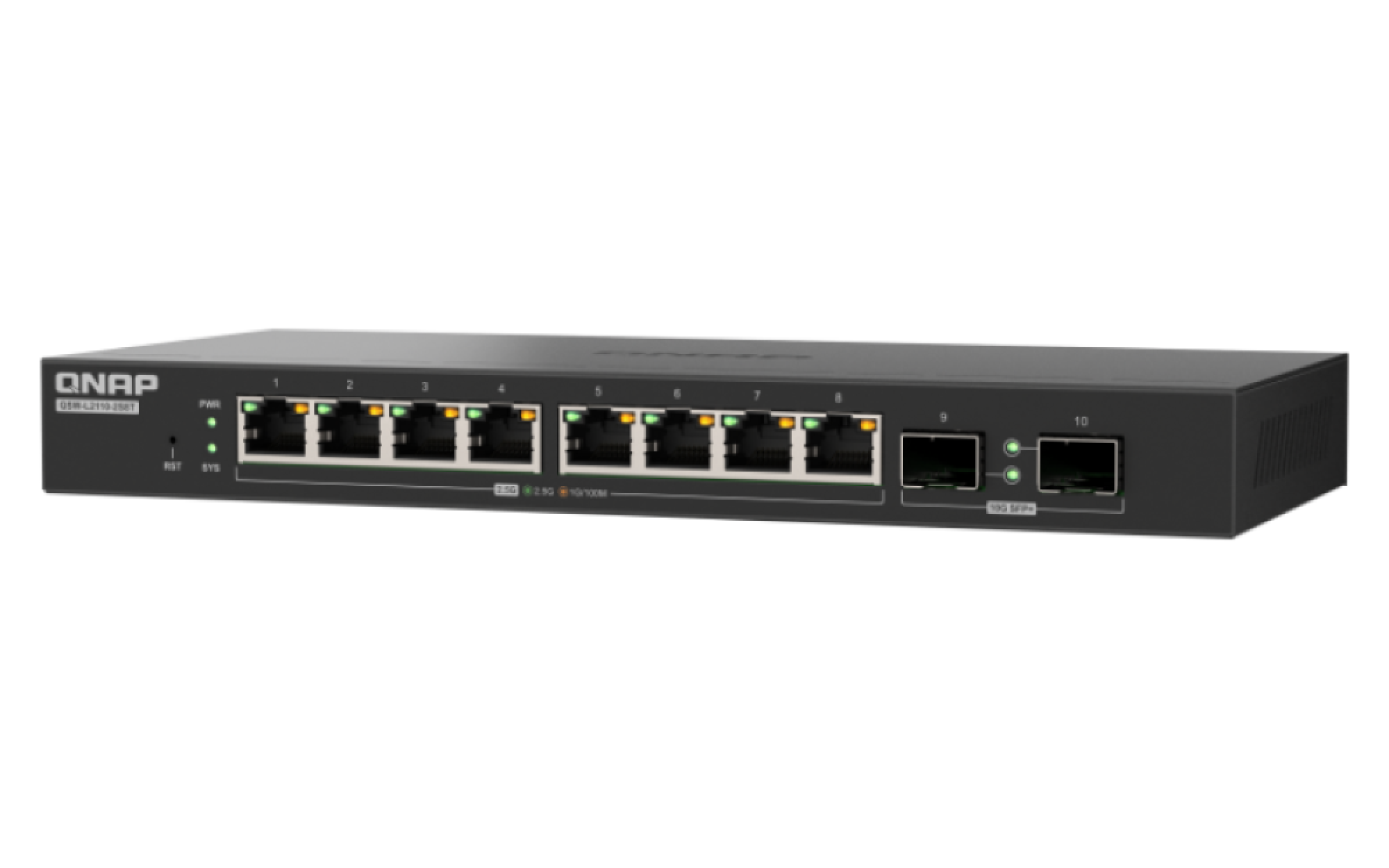 QNAP - 10 Port Lite Managed Switch mit 2.5 GbE und 10GbE SFP+ Konnektivität - QSW-L2110-2S8T