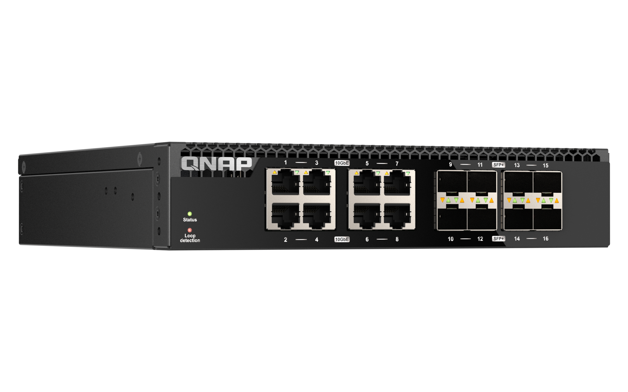 QNAP - 16 Port Unmanaged Rackmount Switch mit 10GbE und SFP+ Konnektivität - QSW-3216R-8S8T